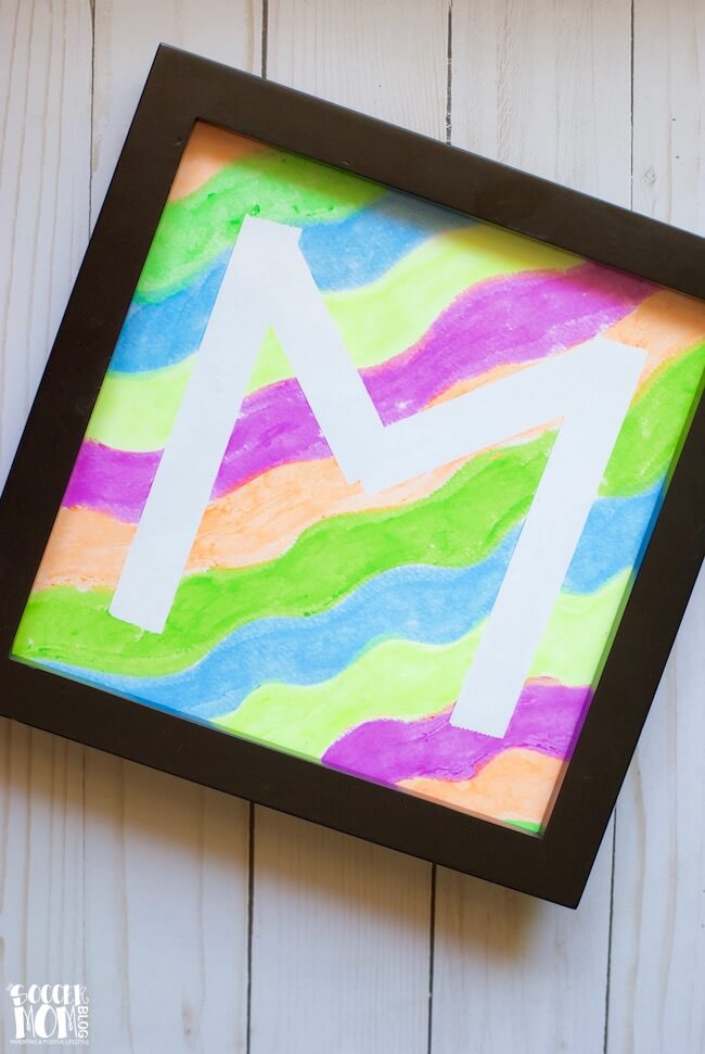 Mess Free Painting: Kid's Initial Tape-Resist - The Soccer Mom Blog